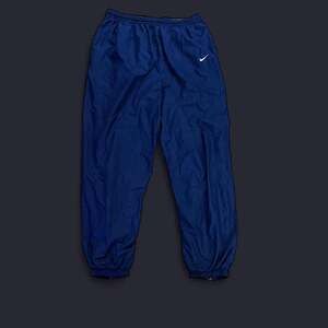 Vintage Y2K Nike Navy Blue Windbreaker Track Pants, Baggy Skater Style, Size L